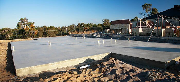 House construction cement slab