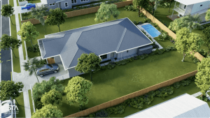 Overlooking a residential house from above